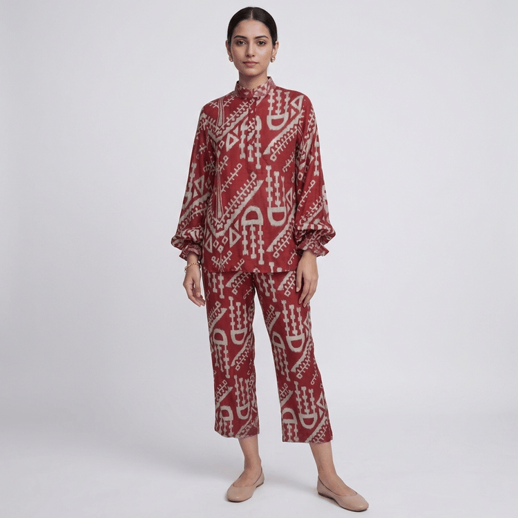 Pooja Keyur By Jaina Lalbhai Red Coord Set-Hover-Image
