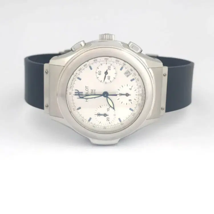 Hublot Elegant MDM Chronograph Automatic in Steel On Black Rubber Strap White Dial-Hover-Image