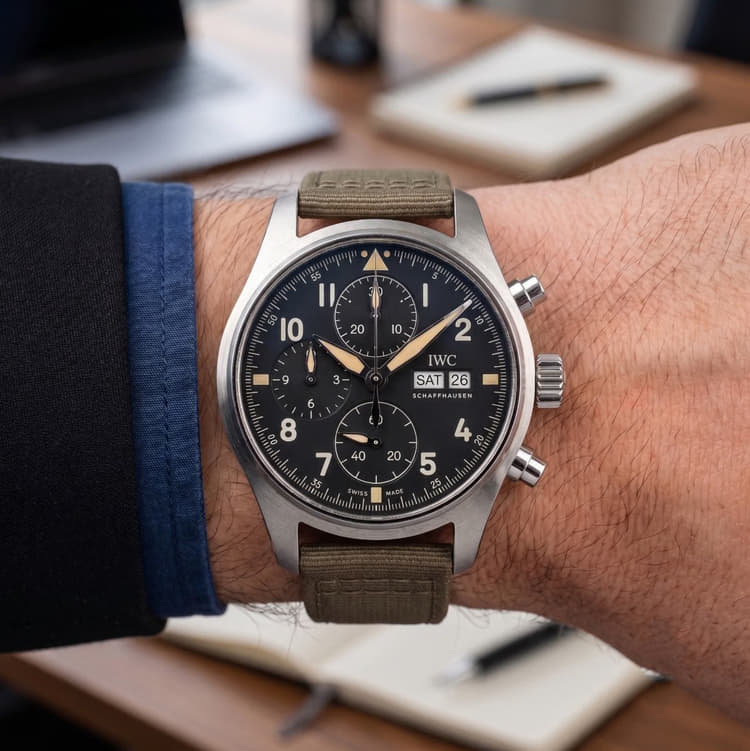 IWC Pilot Spitfire Chronograph 41 MM Steel Black Dial Automatic Watch Ref. No IW387901-Hover-Image