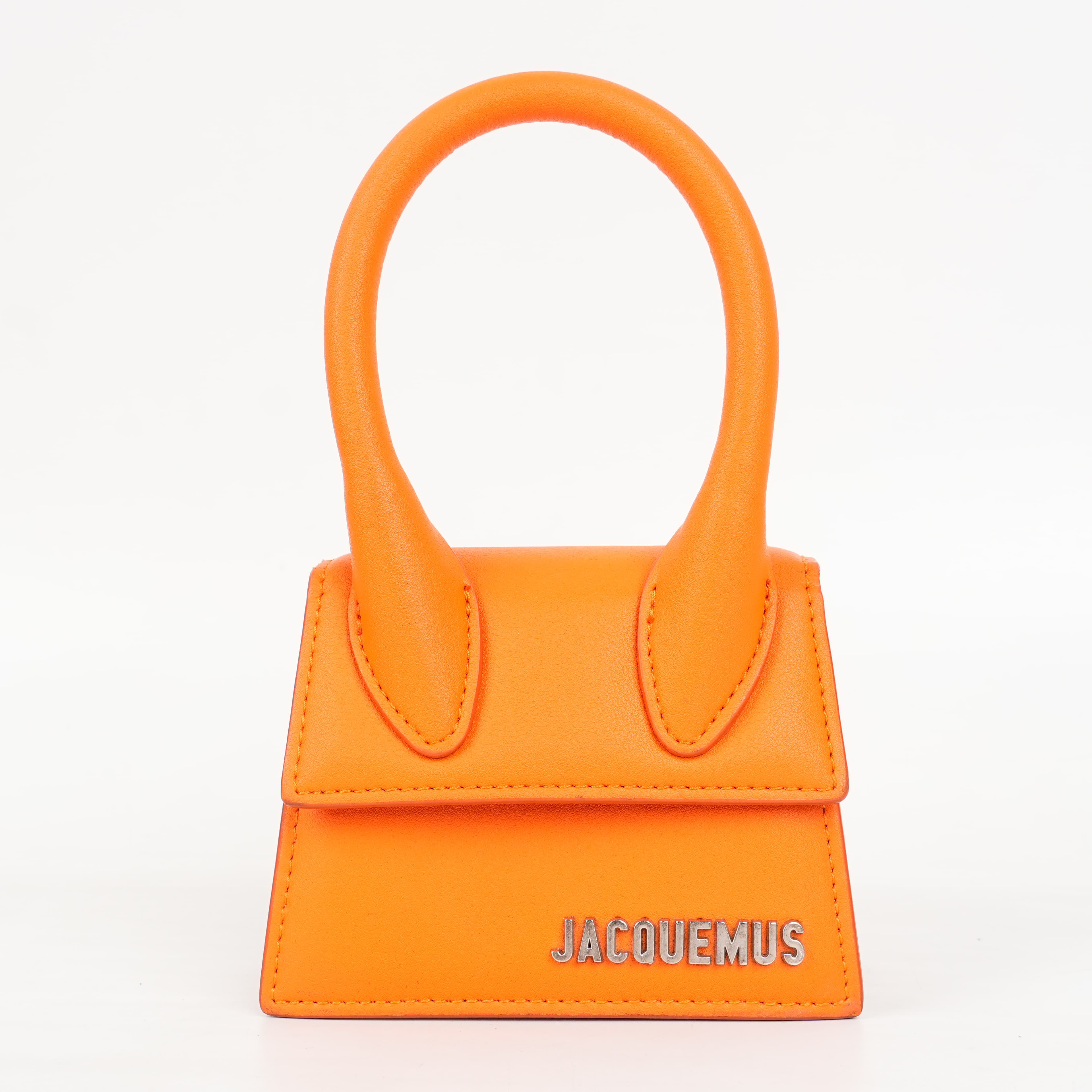 Jacquemus Le Chiquito Mini Signature Top Handle Bag In Orange Leather