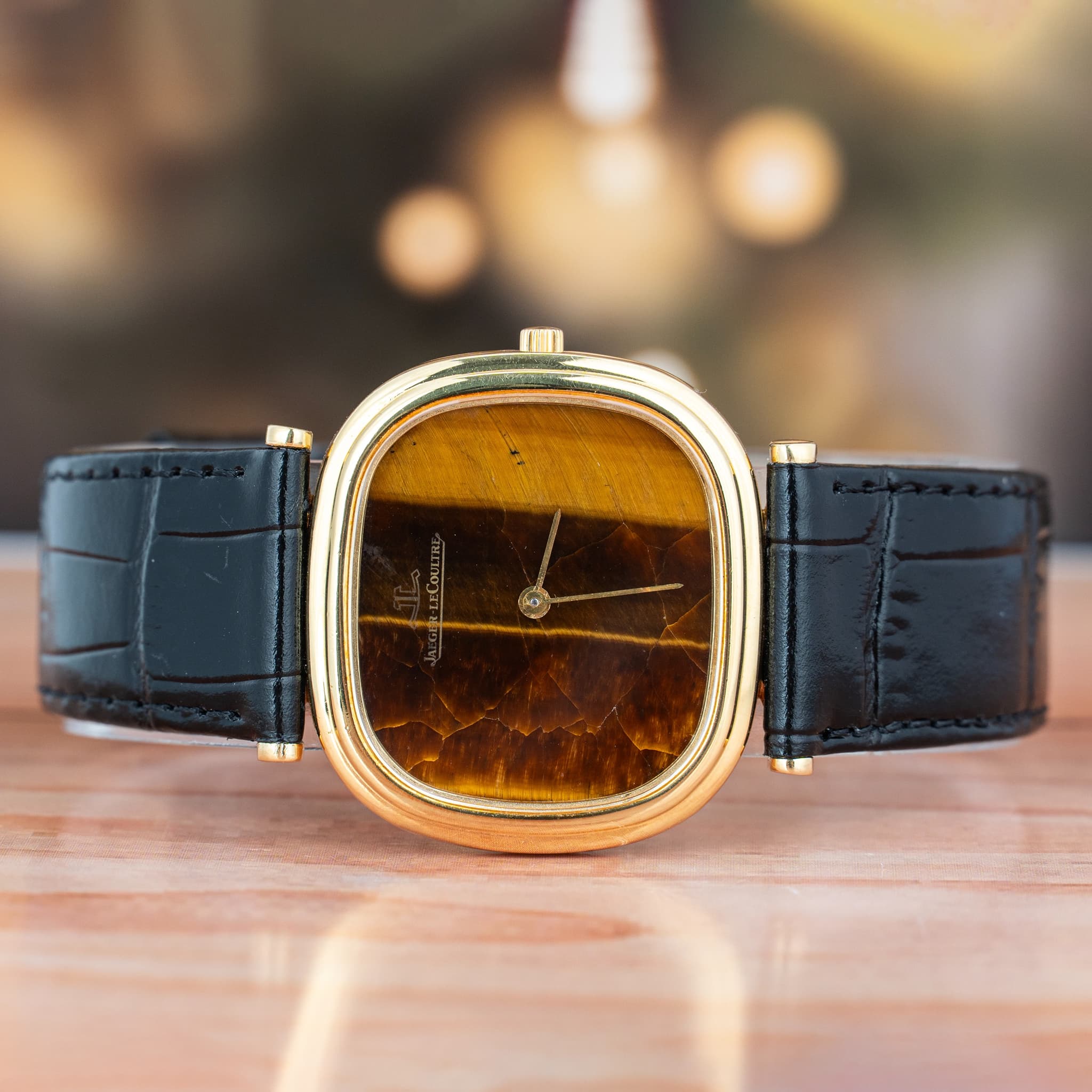 Jaeger-LeCoultre Tiger's Eye 34 MM Stone Dial 18k Solid Gold Ultrathin Manual Winding Vintage Watch Ref. No 9132 21