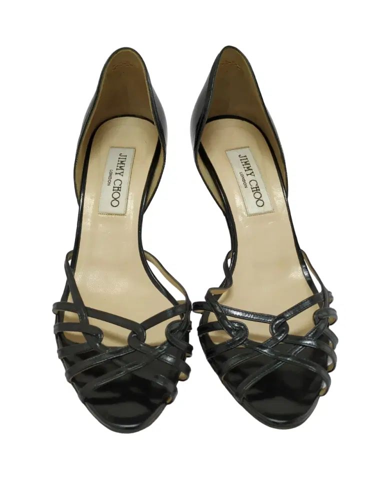 Jimmy Choo Black Strappy Dorsay Pumps-Hover-Image