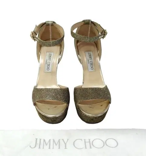 Size 38 - Jimmy Choo Kayden Glitter Fabric Platform Sandals