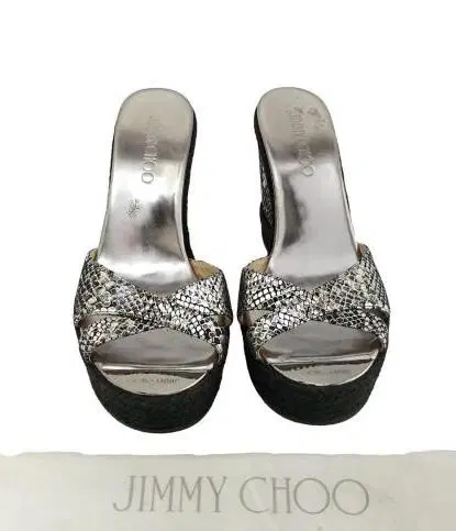 Size 38 - Jimmy Choo Python Print Wedge Sandals