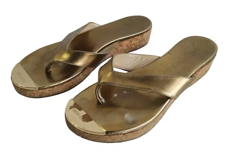 Size 37 - Jimmy Choo Pence Patent Leather Cork Thong Wedge Sandals-Hover-Image