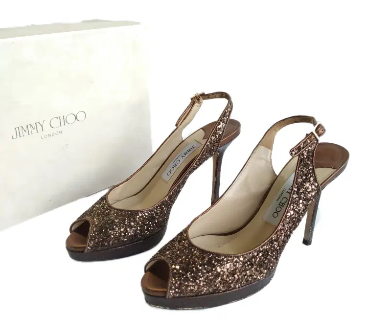 Size 37 - Jimmy Choo Glitter Accents Slingback Sandals-Hover-Image