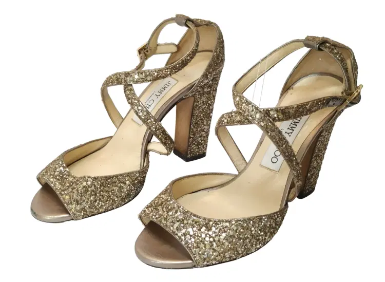 Size 37 - Jimmy Choo Carrie 85 Glitter Sandals-Hover-Image