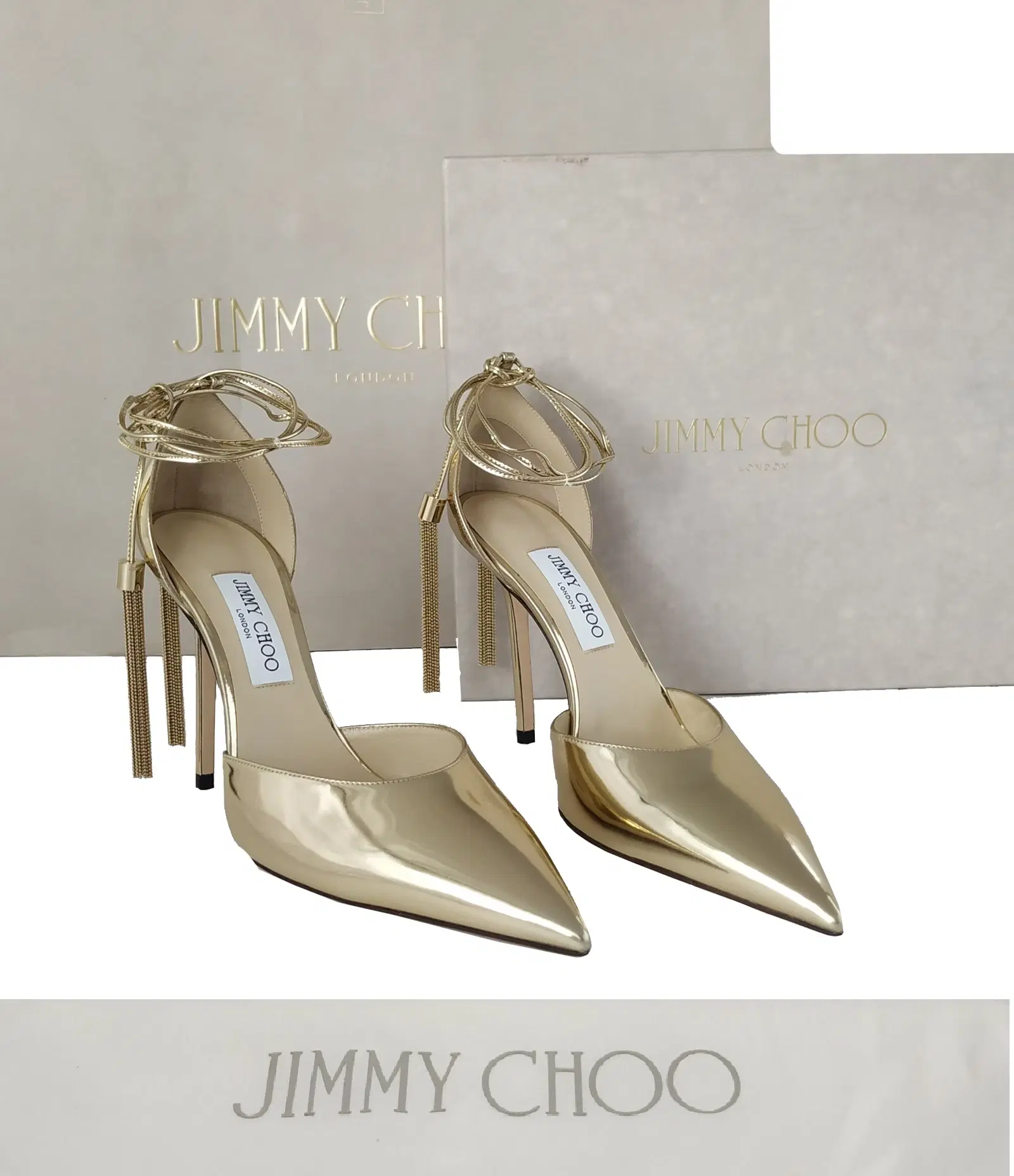 Size 41 - Jimmy Choo Eris 100 Metallic Gold Leather Tassel Pumps