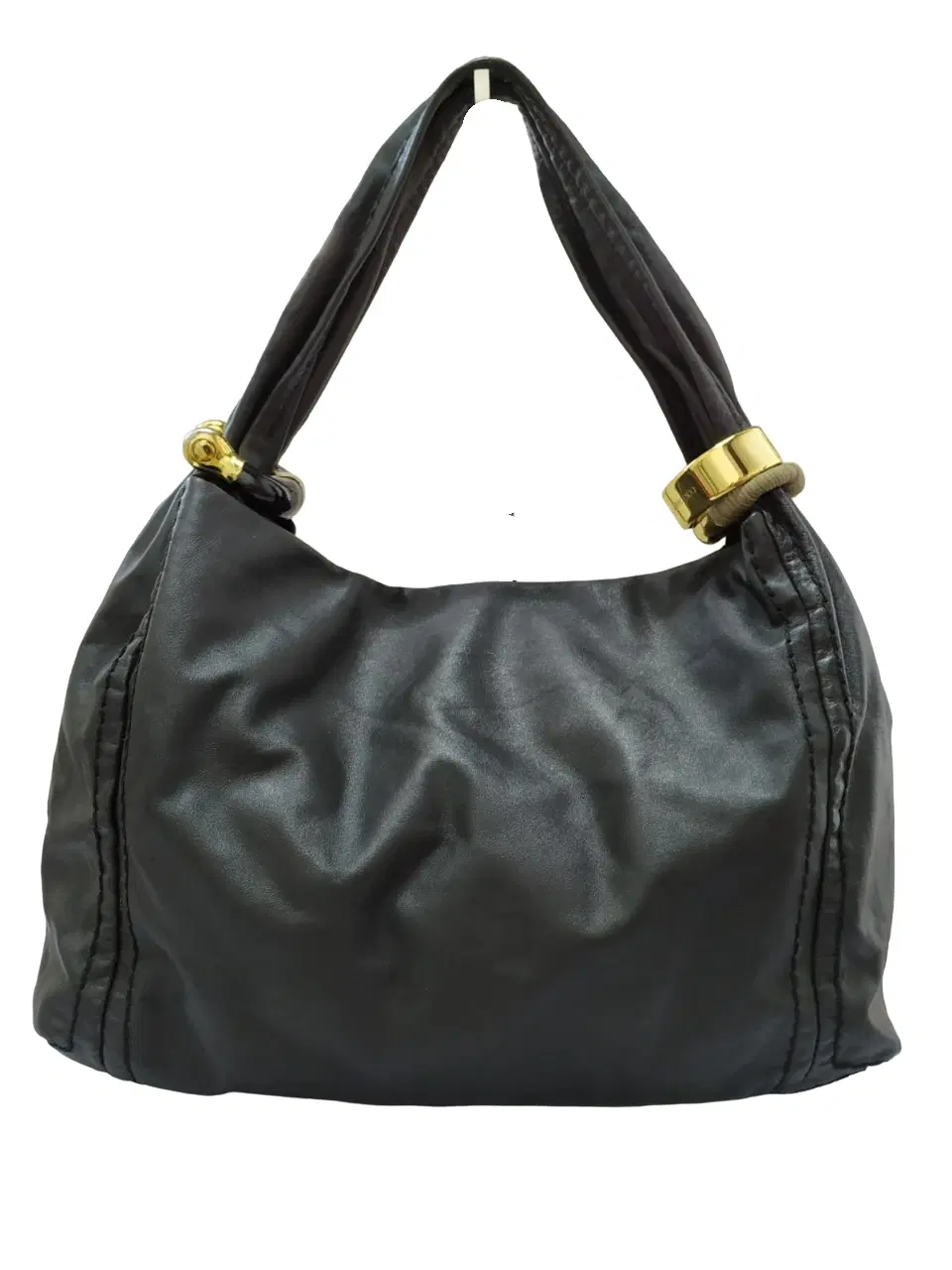 Jimmy Choo Black Leather Saba Hobo Bag