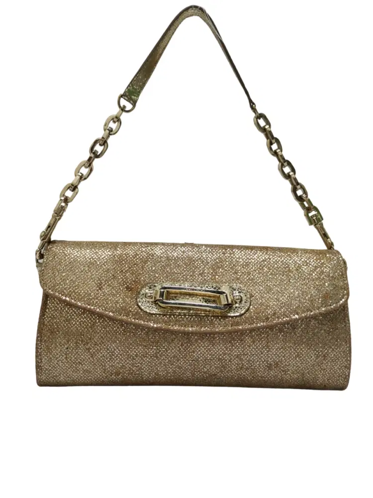 Jimmy Choo Metallic Gold Evening Chain Clutch-Hover-Image