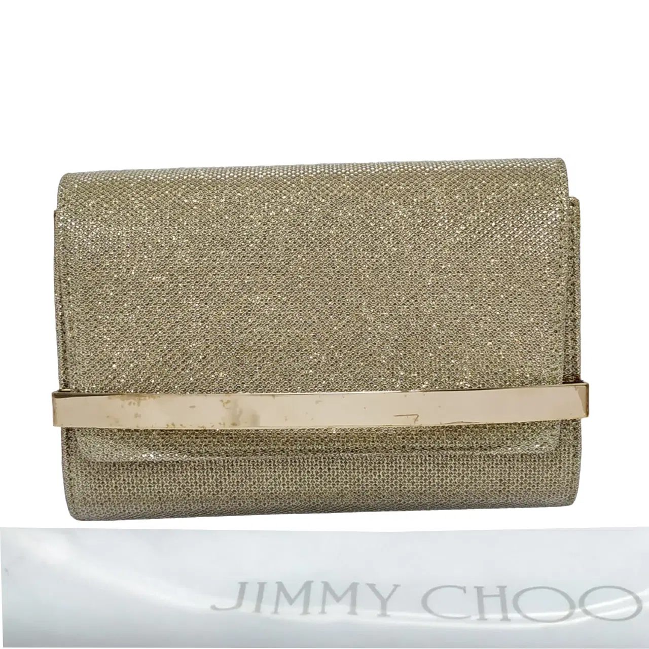 Jimmy Choo Glitter Gold Bow Clutch