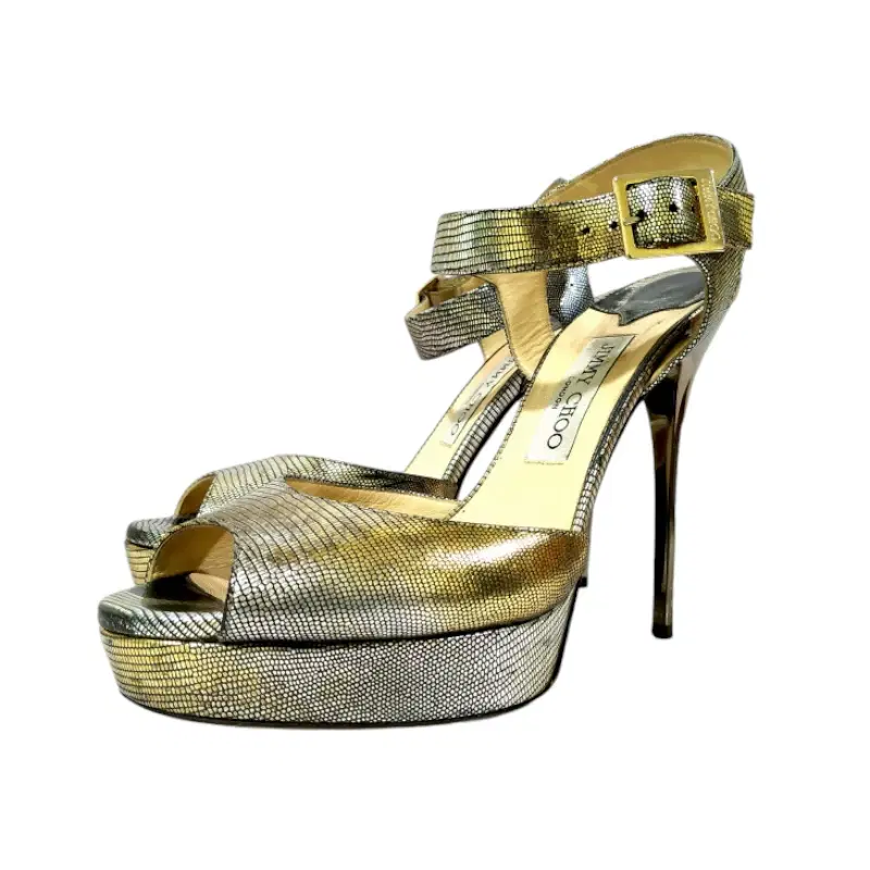 Jimmy Choo Jenna Gold Glitter Platform Sandal