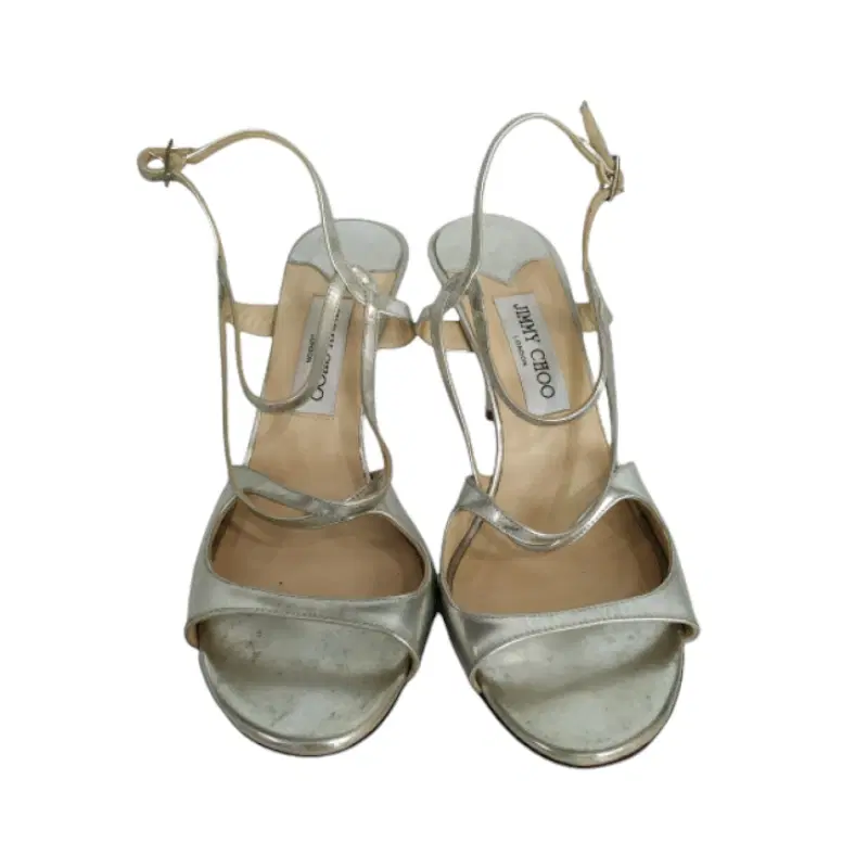 Jimmy Choo Silver Strappy Metallic Heel Sandals