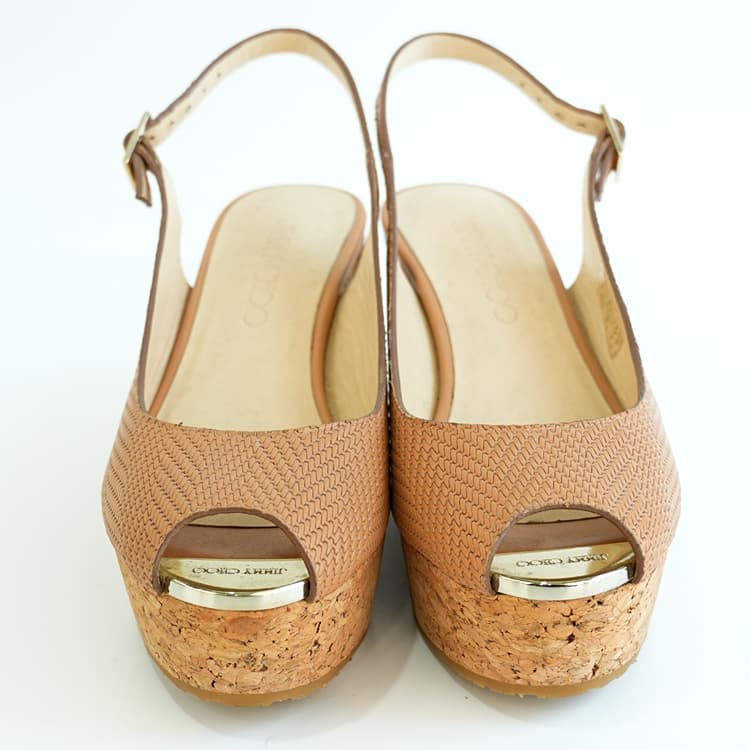 Jimmy Choo Praise leather wedge sandals, Size 36-Hover-Image