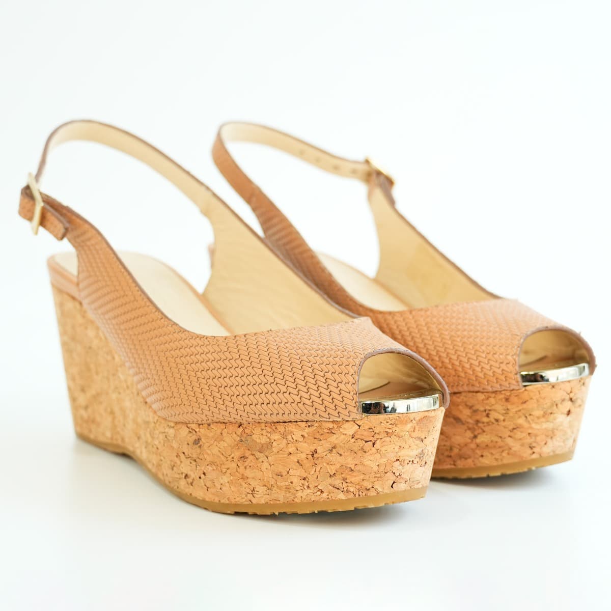 Jimmy Choo Praise leather wedge sandals, Size 36