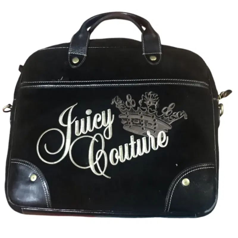 Juicy Couture Black Velvet & Leather Laptop Bag