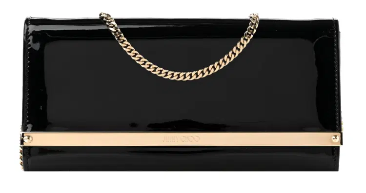 Jimmy Choo Patent Milla Wallet on Chain Black-Hover-Image