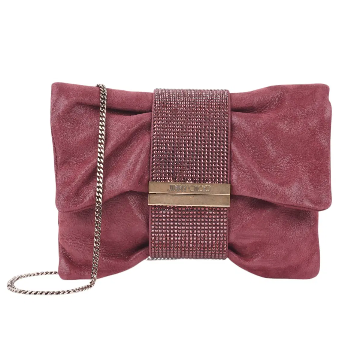 Jimmy Choo Chandra Crystal Embellished Suede Clutch