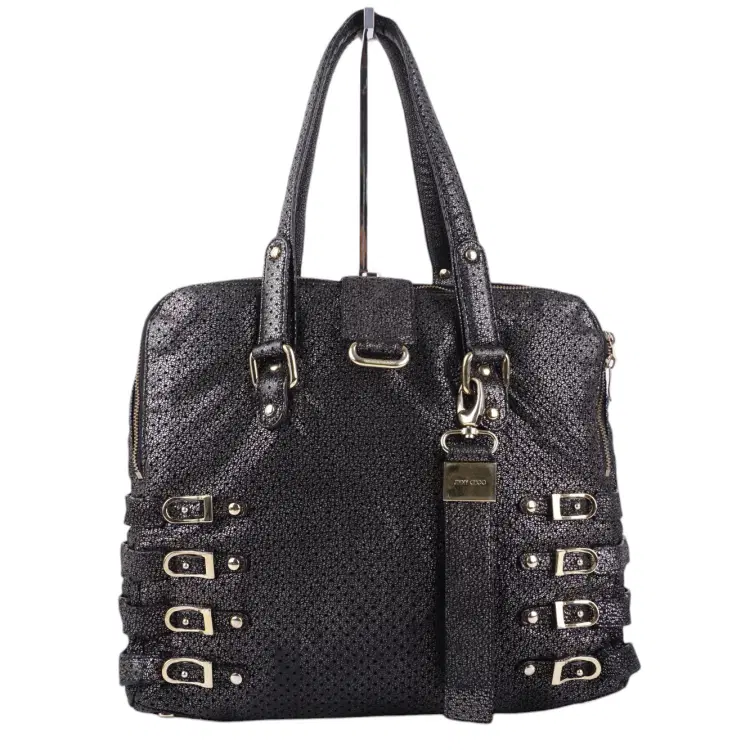 Jimmy Choo Black Shimmery Suede Blythe Bag-Hover-Image