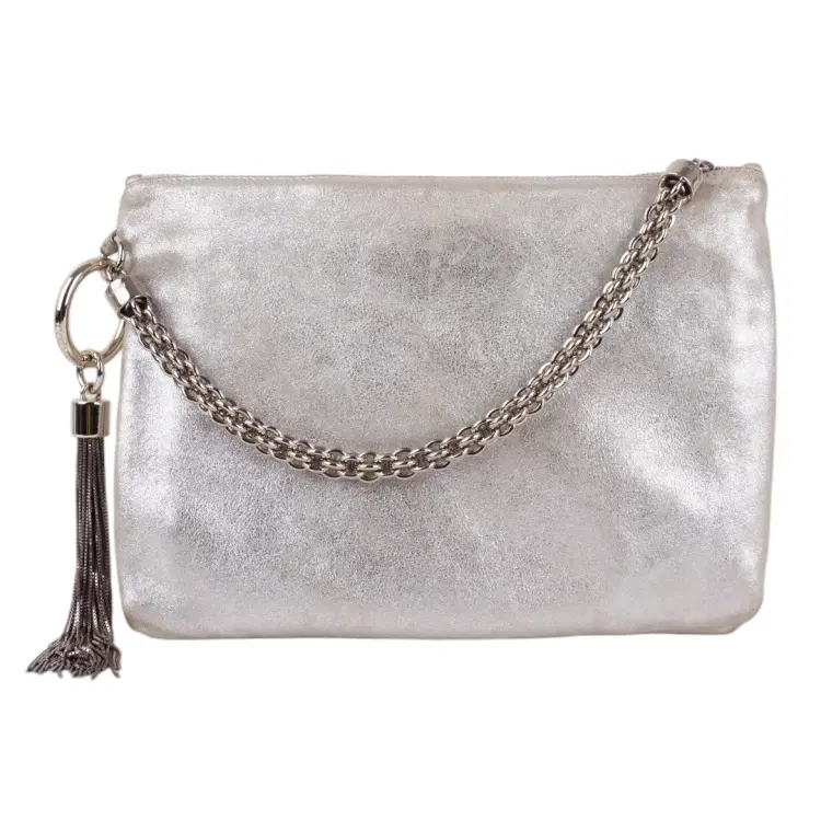 Jimmy Choo Metallic Leather Clutch Bag With Callie-Hover-Image