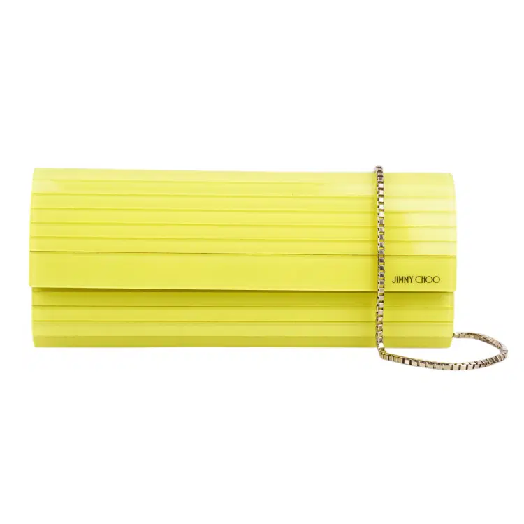 Jimmy Choo Acrylic Neon Yellow Sweetie Chain Clutch-Hover-Image