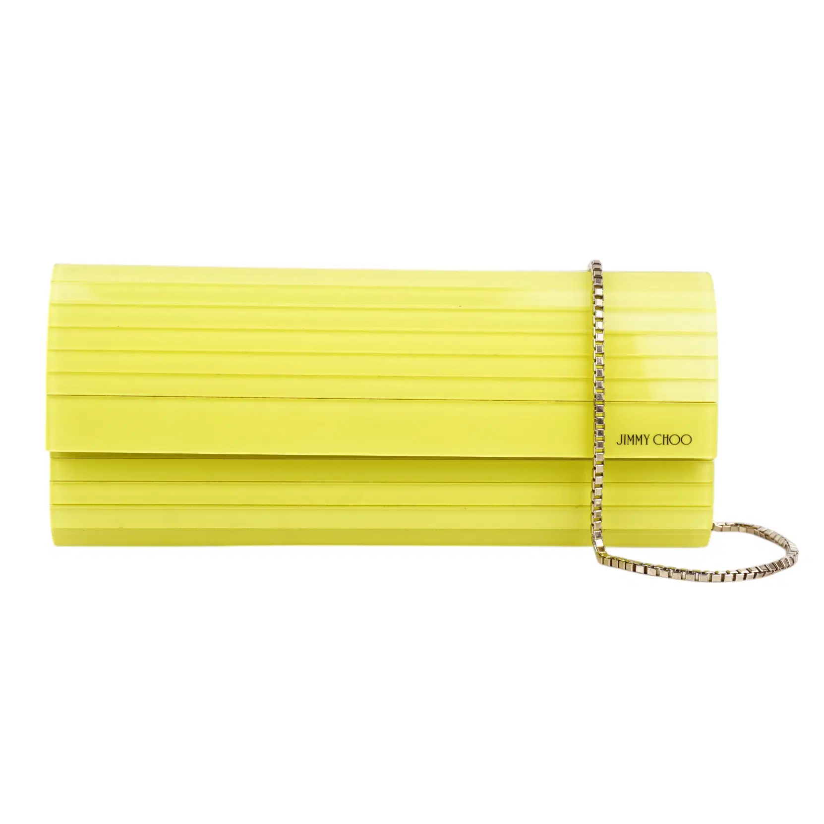 Jimmy Choo Acrylic Neon Yellow Sweetie Chain Clutch