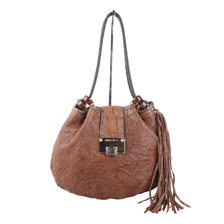 Jimmy Choo Brown Leather Roxana Hobo-Hover-Image