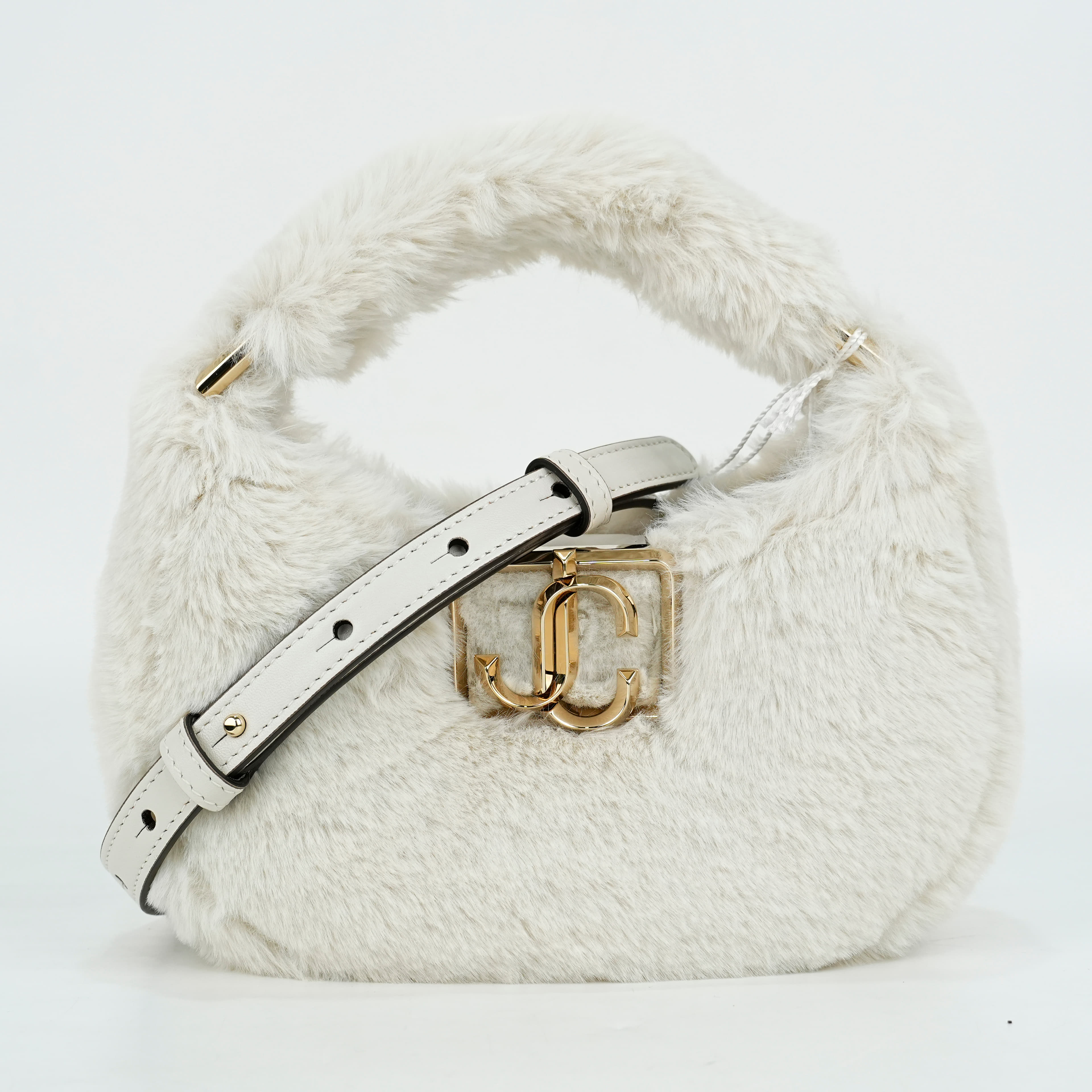 Jimmy Choo Edie Hobo Mini Latte Faux Fur Mini Bag