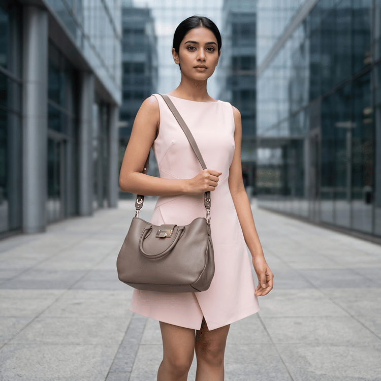 Jimmy Choo Grey 'Rania' Convertible Leather Tote-Hover-Image