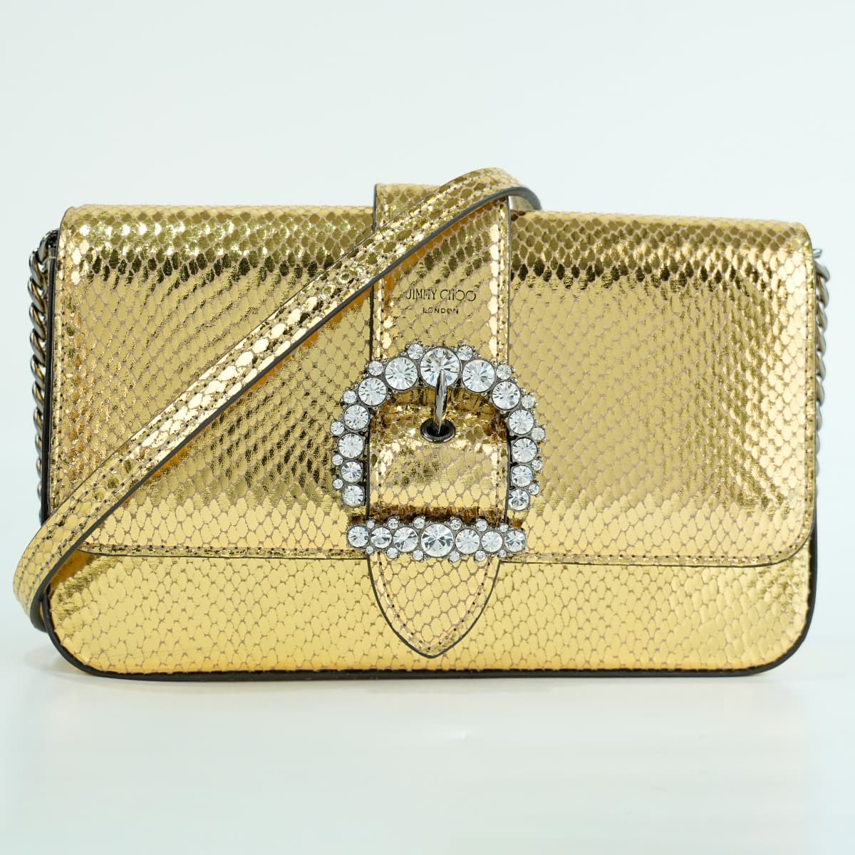 Jimmy Choo Gold Snake Embossed 'Chéri' Crossbody Bag