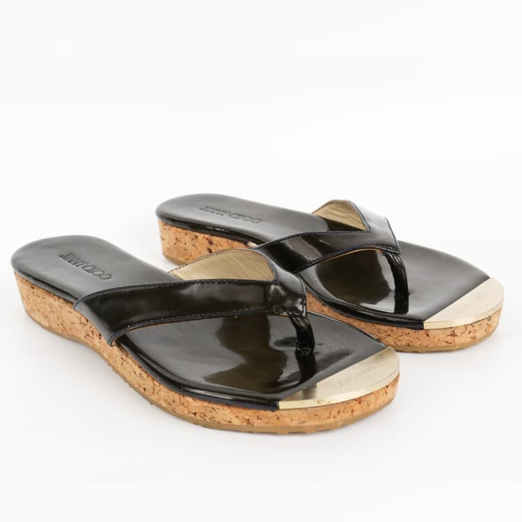 Size 35 - Jimmy Choo Black Pandora Cork Flats-Hover-Image