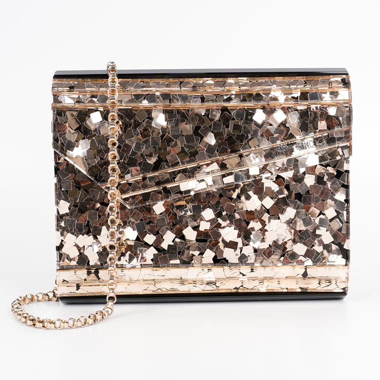Jimmy Choo Black/Gold Acrylic Glitter Candy Clutch Bag-Hover-Image