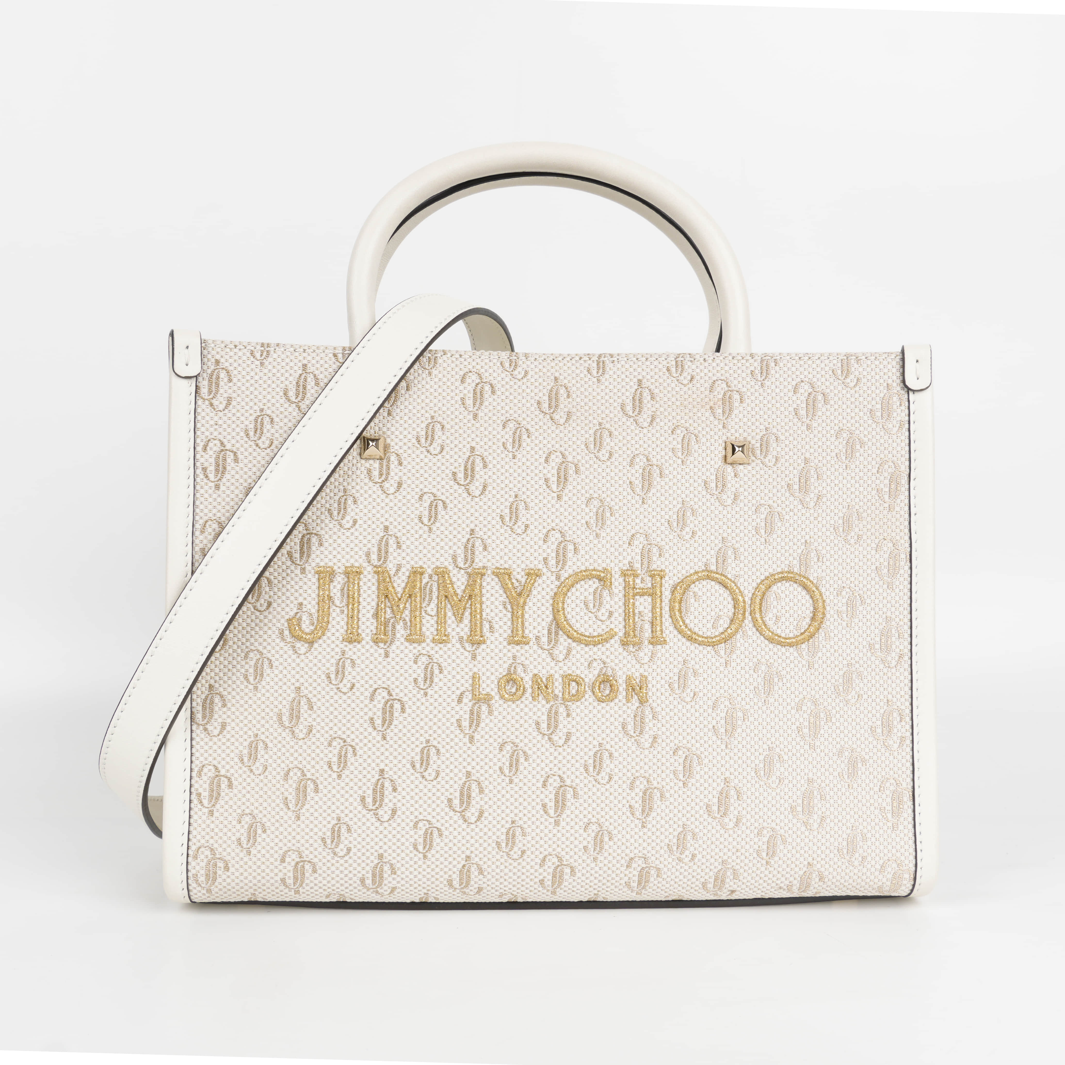 Jimmy choo バッグ Jimmy Choo JC Logo Jacquard Lurex Soft Shiny Calfskin Medium