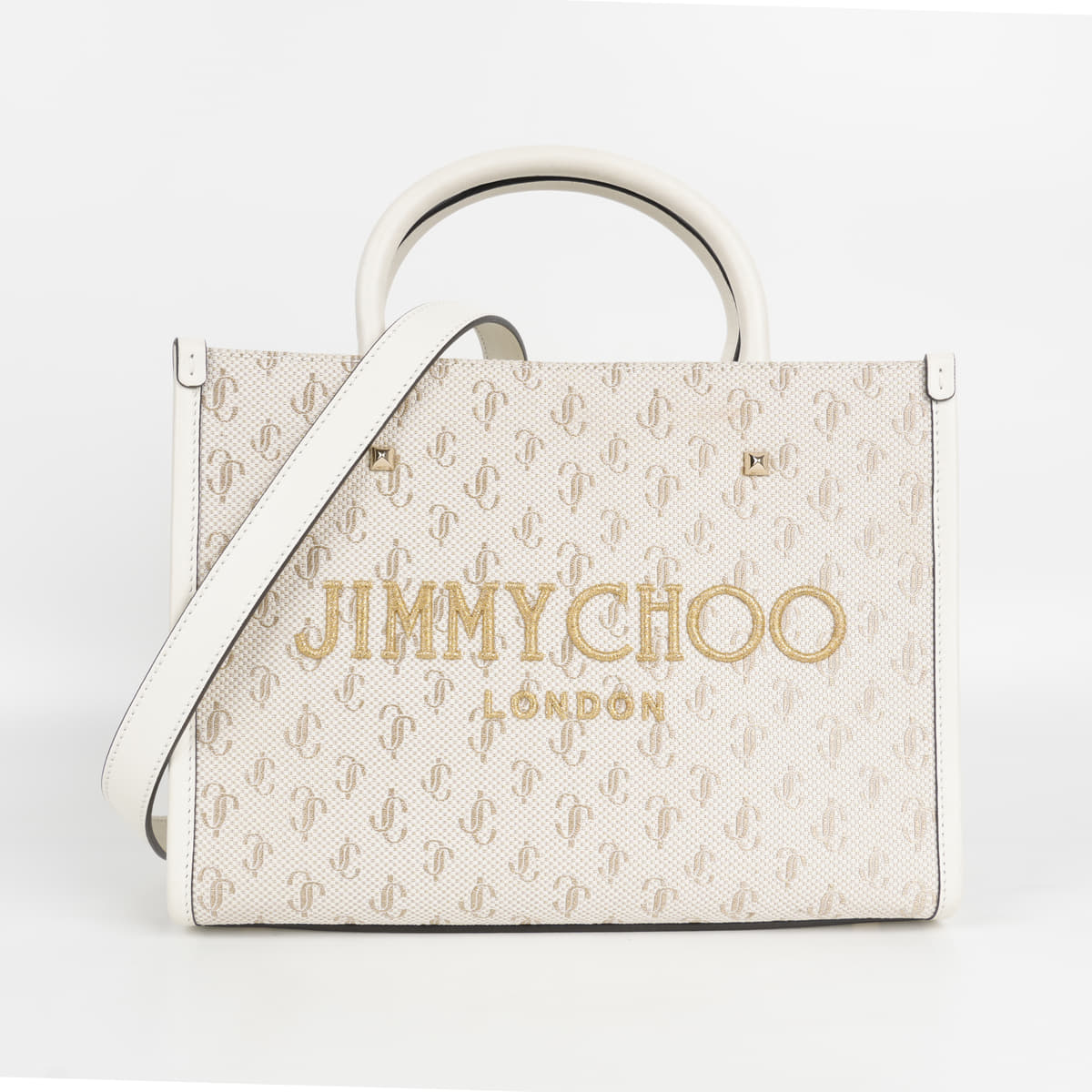 Jimmy Choo JC Logo Jacquard Lurex Soft Shiny Calfskin Medium
