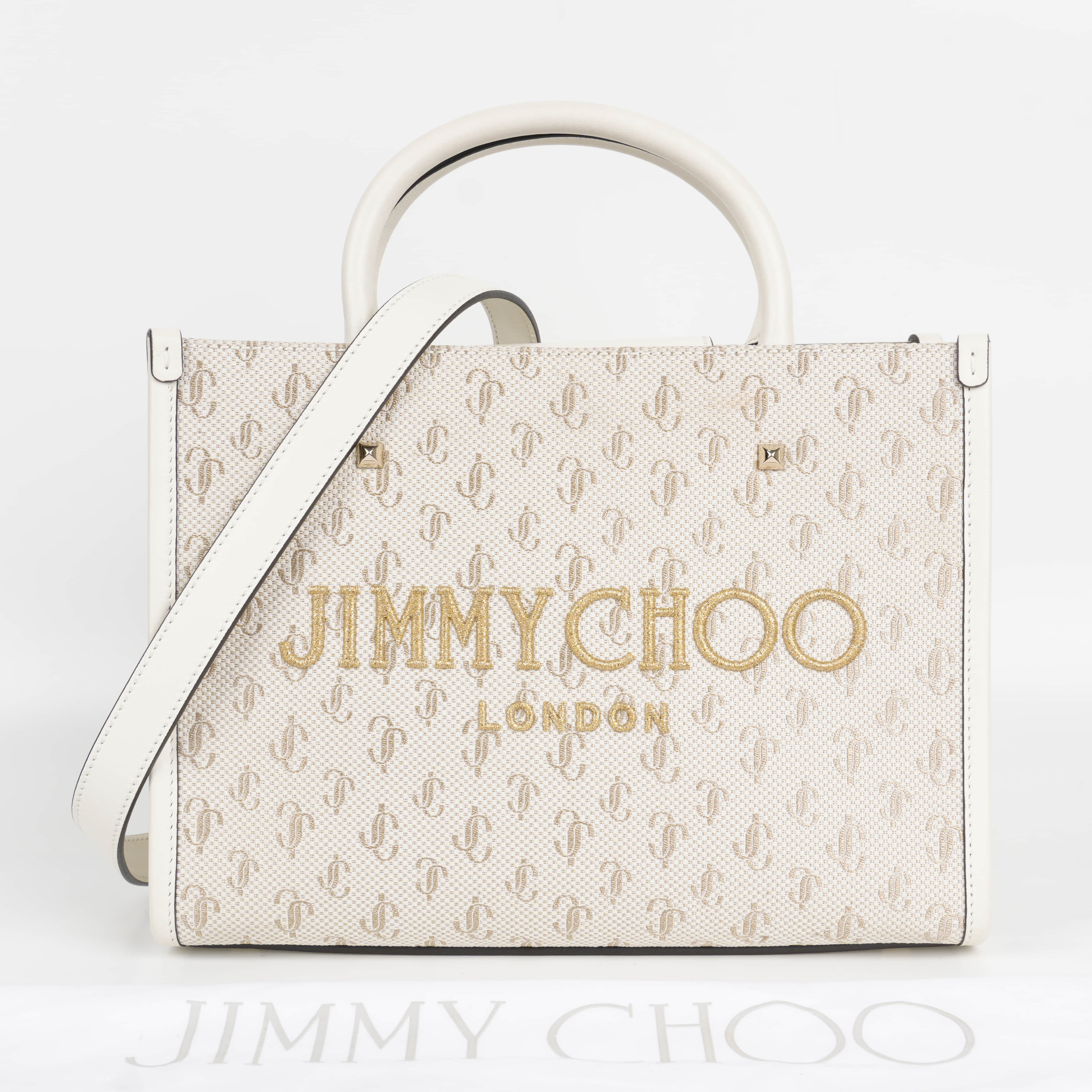 Jimmy Choo JC Logo Jacquard Lurex Soft Shiny Calfskin Medium