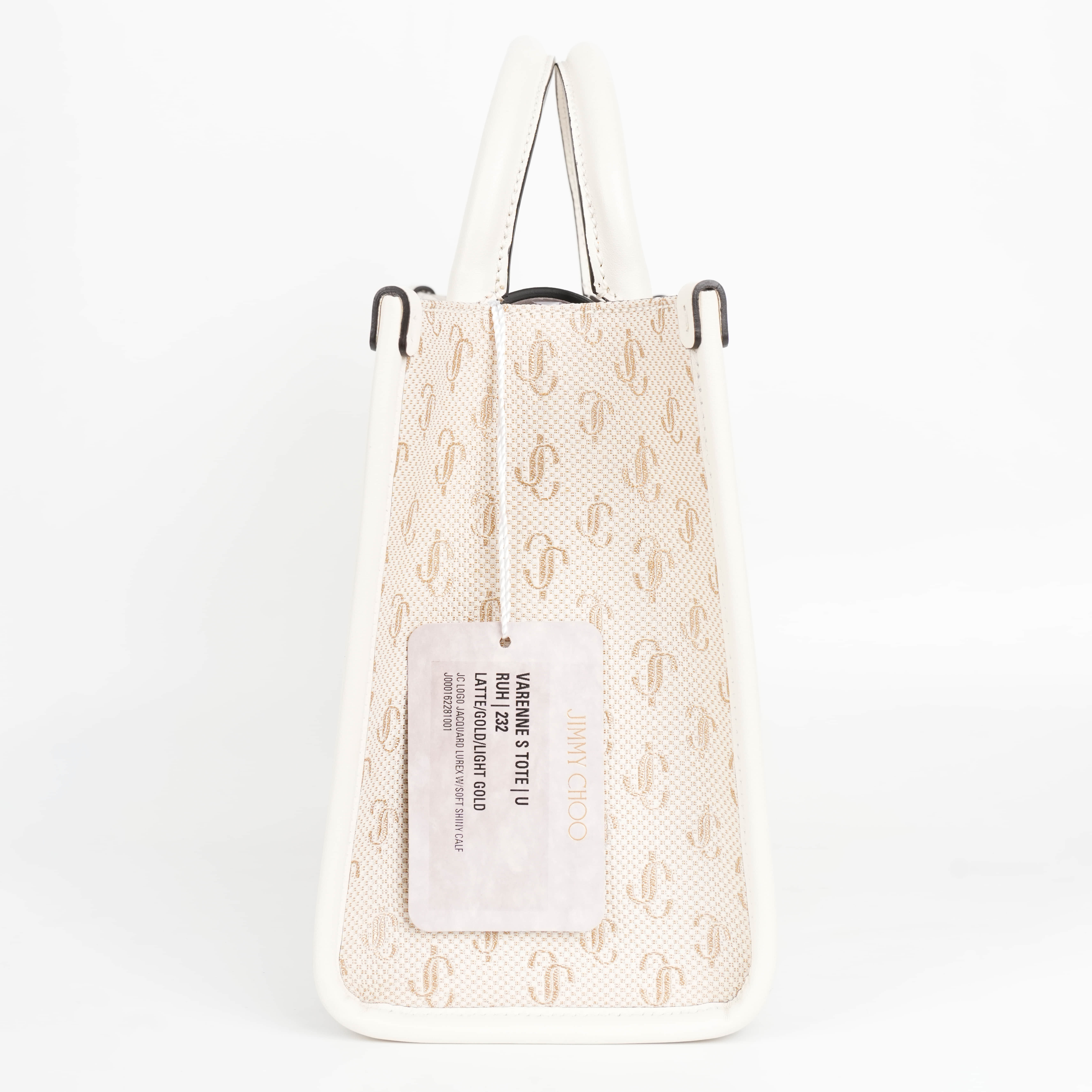 Jimmy Choo JC Logo Jacquard Lurex Soft Shiny Calfskin Medium 