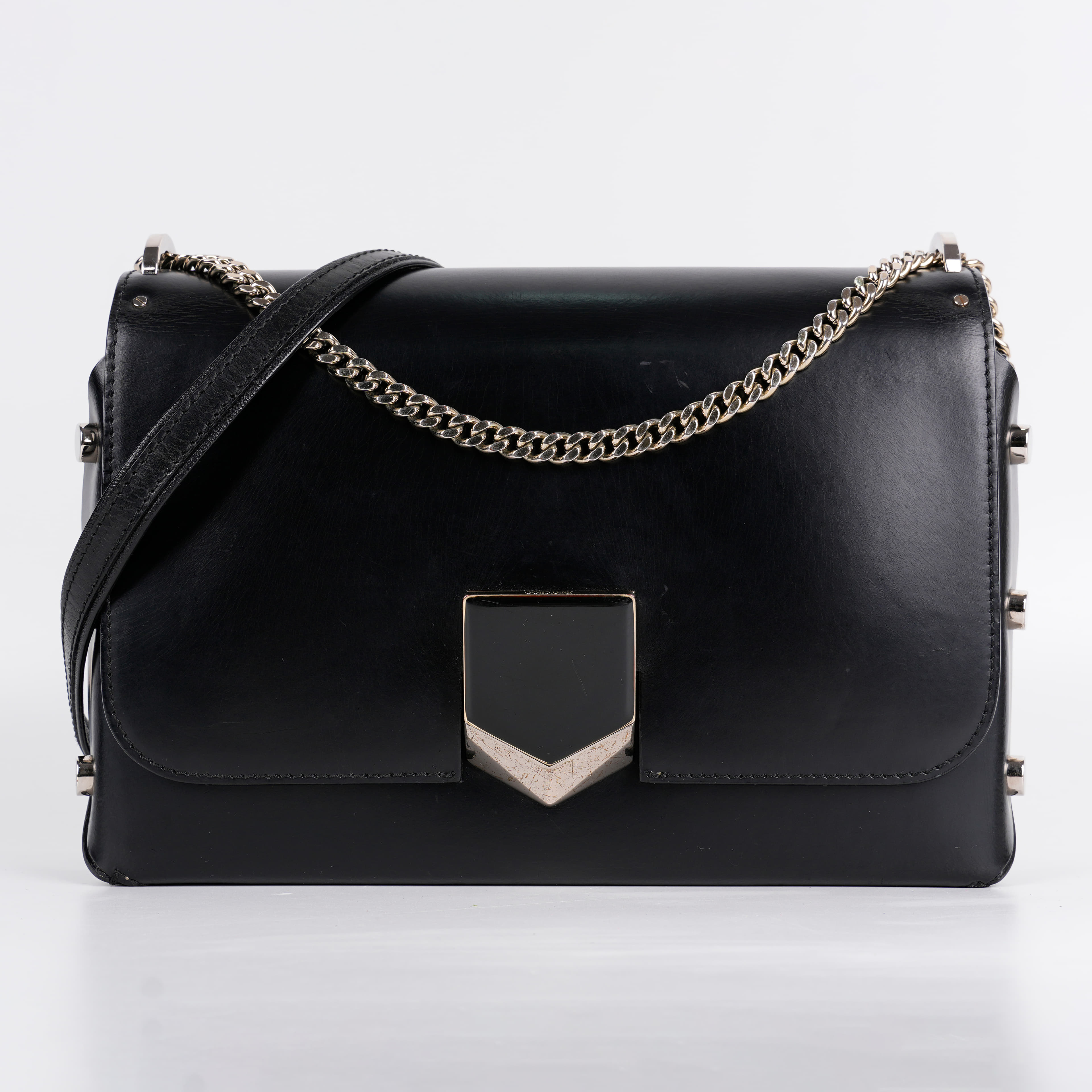 Jimmy Choo Lockett City Cross Body Bag Black & Chrome