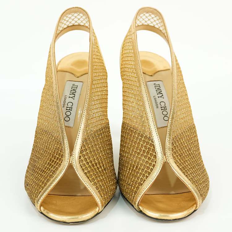 Size 39 - Jimmy Choo Shar 85 Glitter Lace Sling Back Sandals-Hover-Image