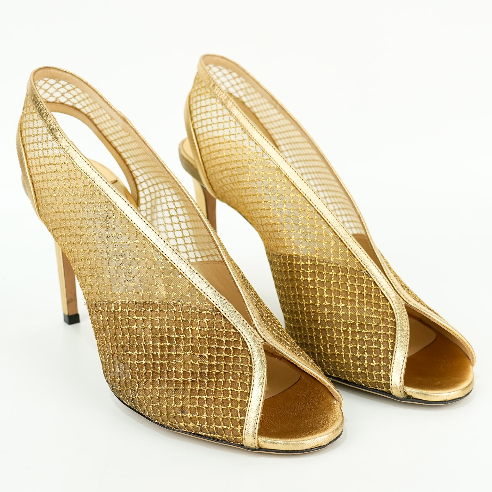Size 39 - Jimmy Choo Shar 85 Glitter Lace Sling Back Sandals