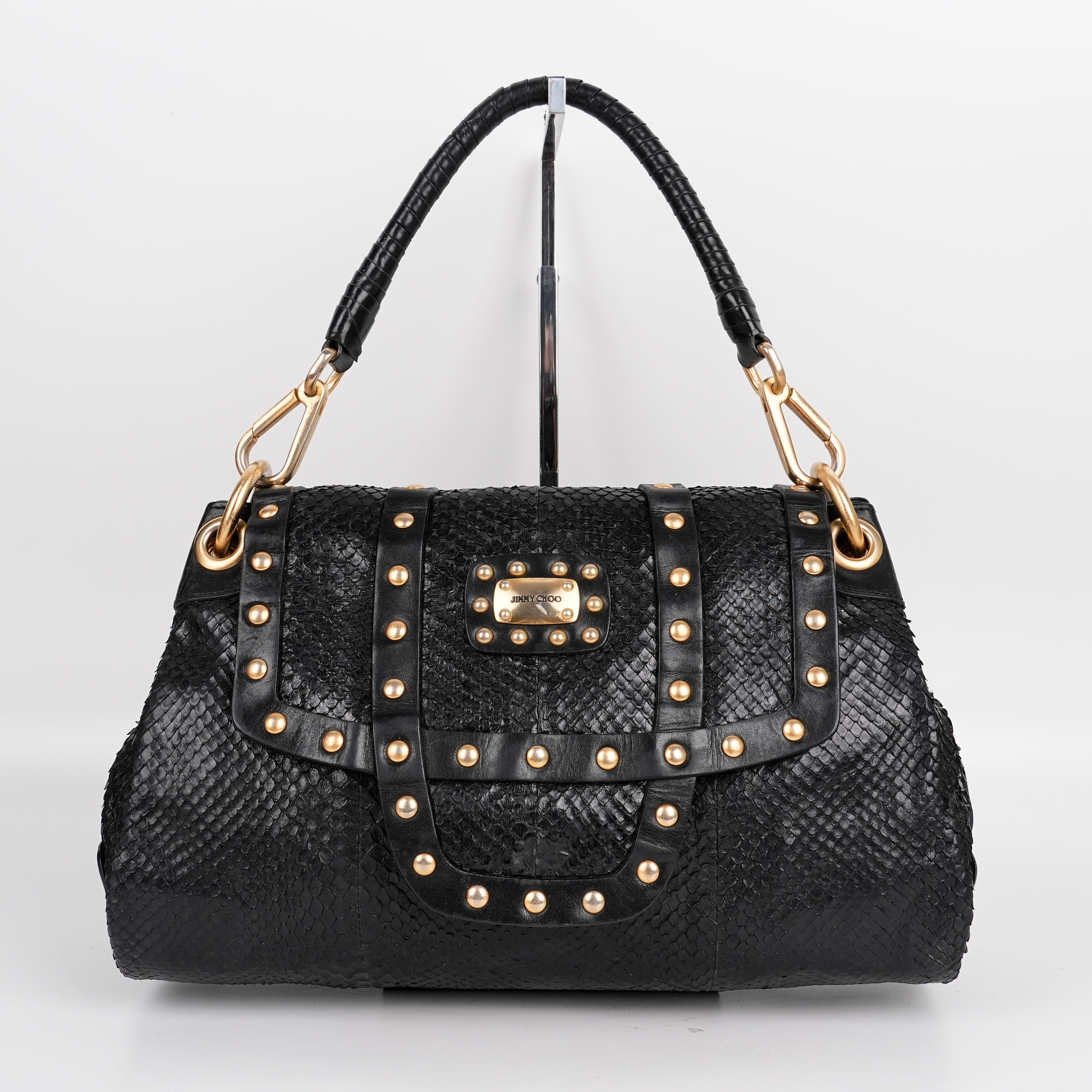 Jimmy Choo Snakeskin Gold Studs Handbag