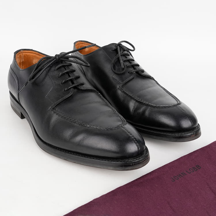 Size UK 7 - John Lobb Derby Black Loafers-Hover-Image
