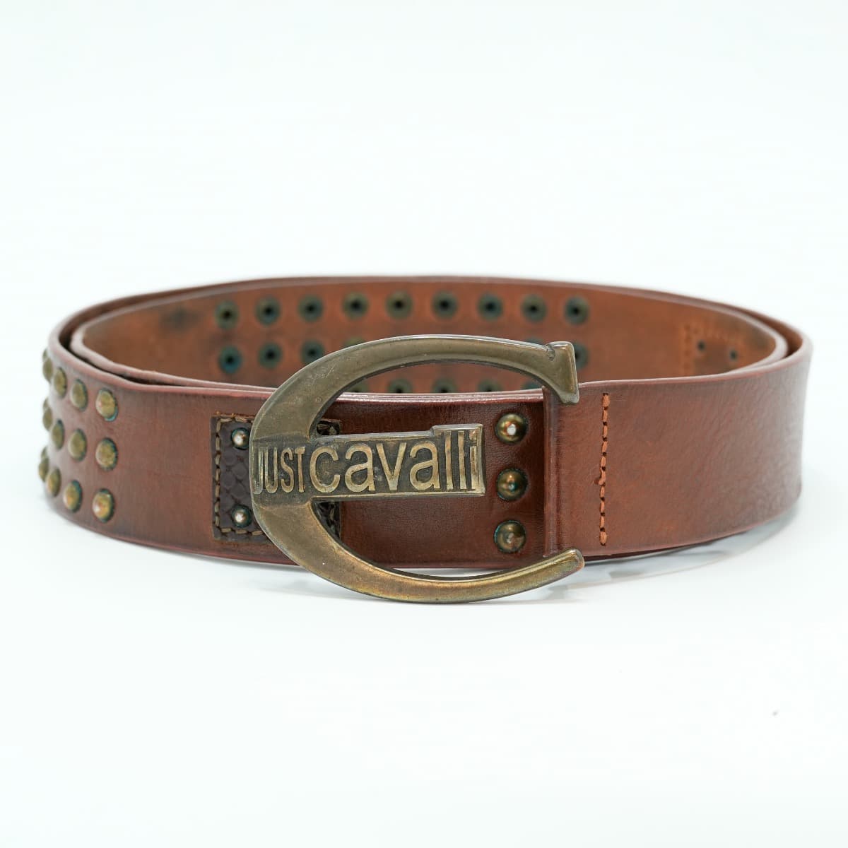 Just Cavalli brown studded leather belt