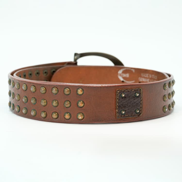 Just Cavalli brown studded leather belt-Hover-Image