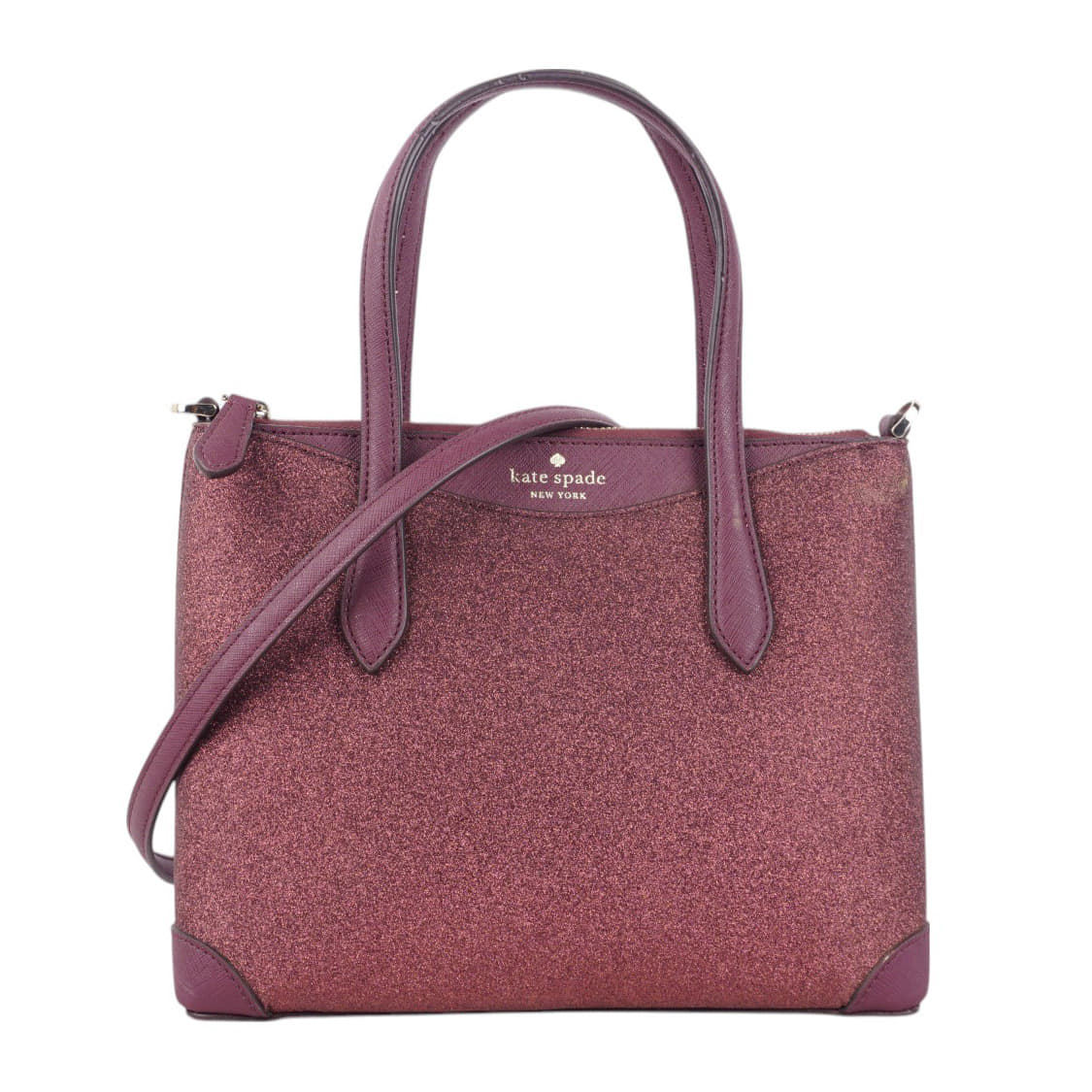Kate Spade New York Glitter Leather-Trimmed Handle Bag