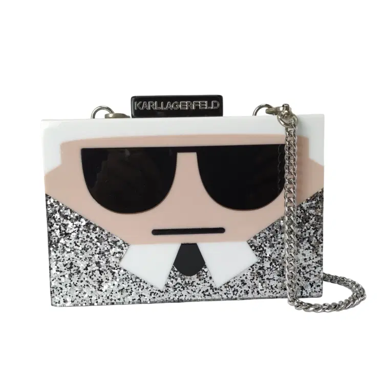 Karl Lagerfeld Glitter Minaudiere Box Clutch-Hover-Image
