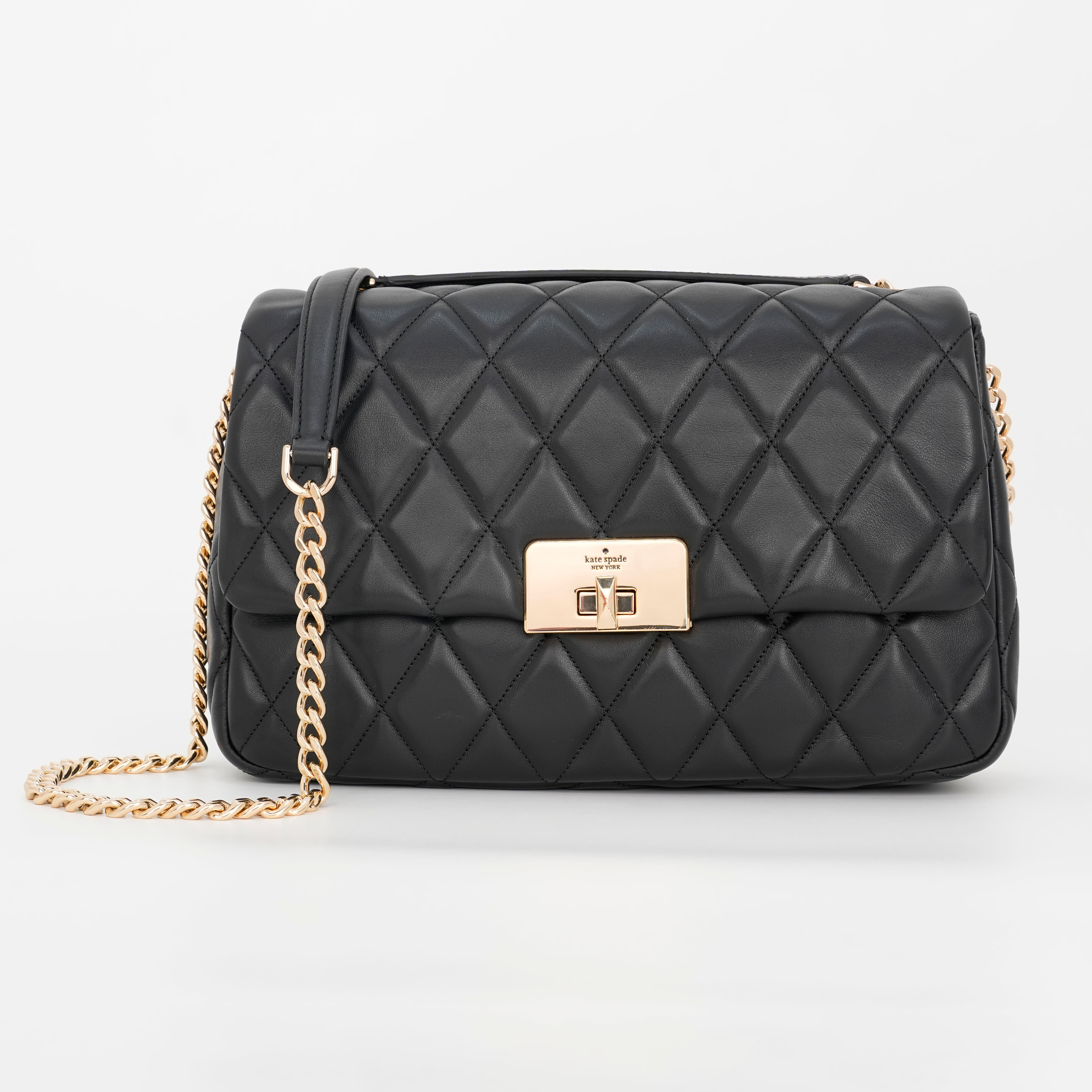 Kate Spade quilted black leather shoulder bag