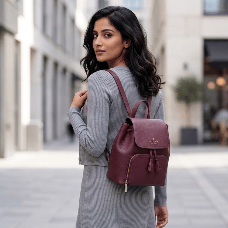 Kate Spade New York Darcy Flap Burgundy Backpack-Hover-Image