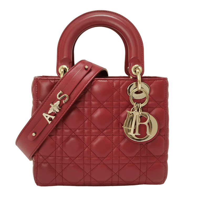 Lady Dior My ABCDior Bag In Cherry Red Cannage Lambskin-Hover-Image