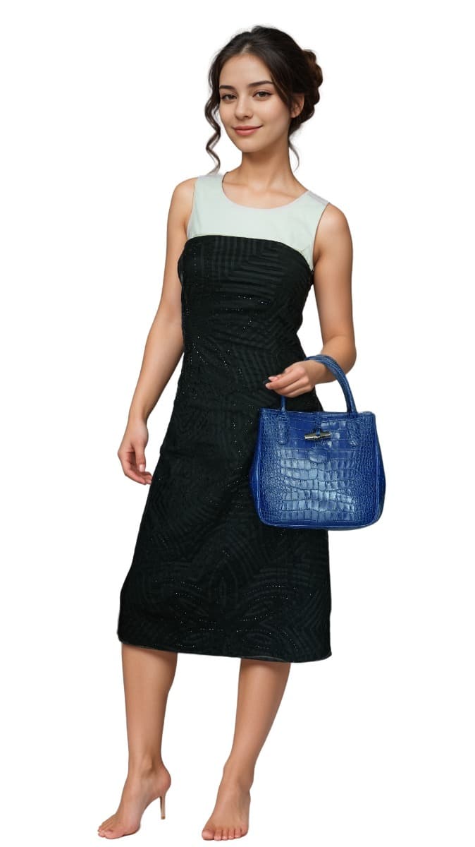 Longchamp Roseau Crocodile Embossed Leather Top Handle Bag-Hover-Image