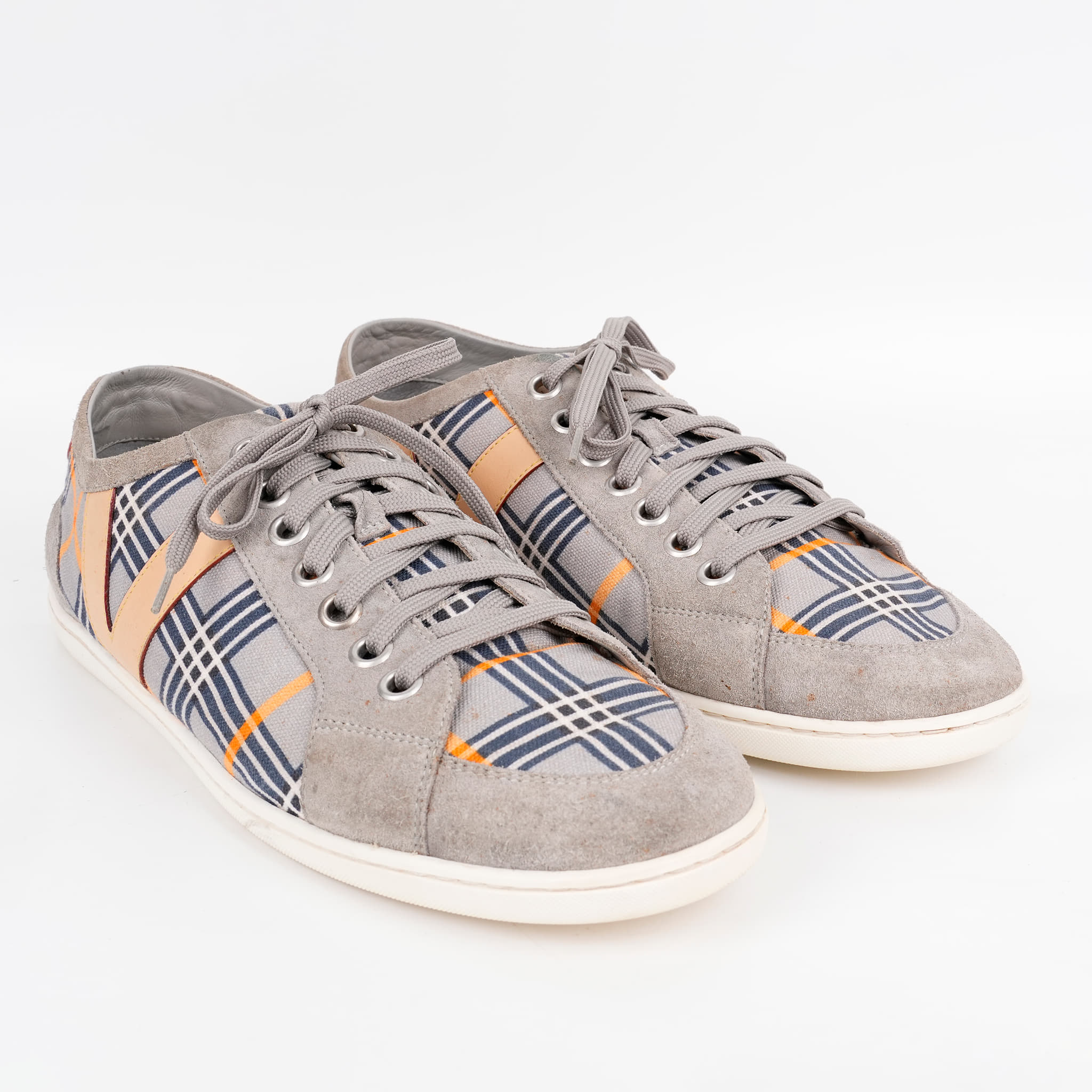 Size 9 - Louis Vuitton Check Monogram Canvas and Suede Sneakers